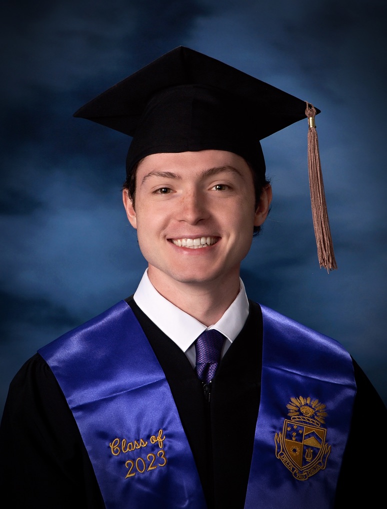 Dylan McNamara graduation portrait, Babson College, May 2023