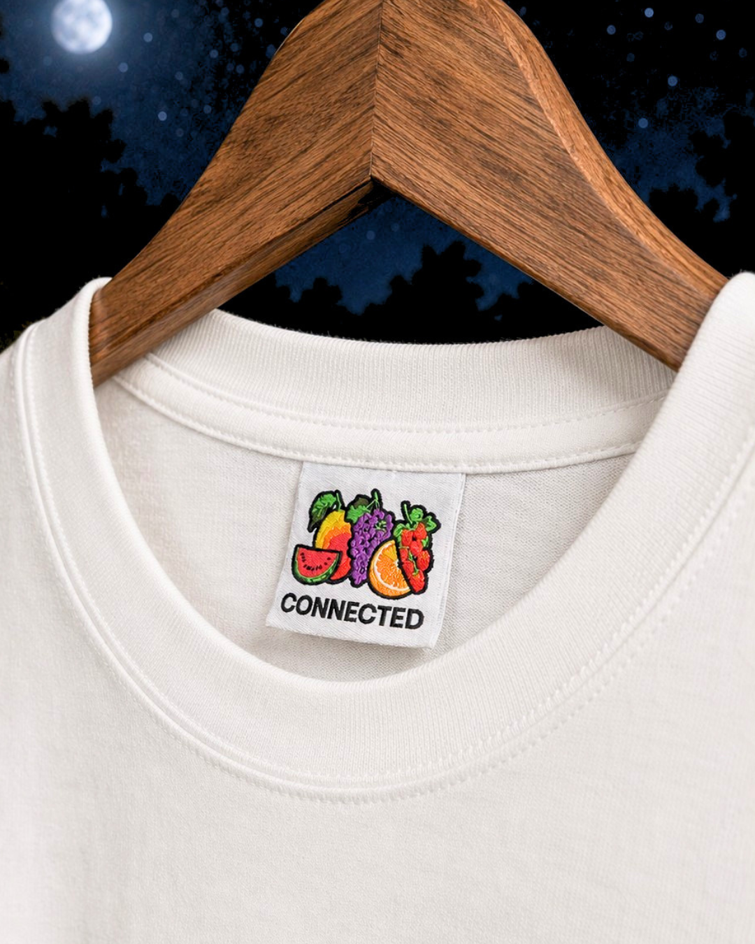 Connected neck label with the six fruits mark