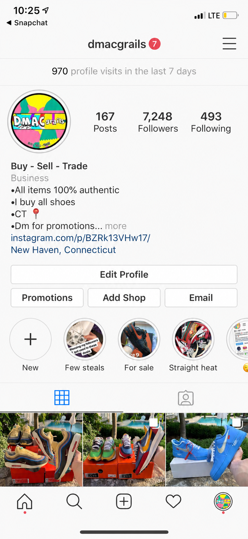 Dmacgrails Instagram profile showing 7,248 followers